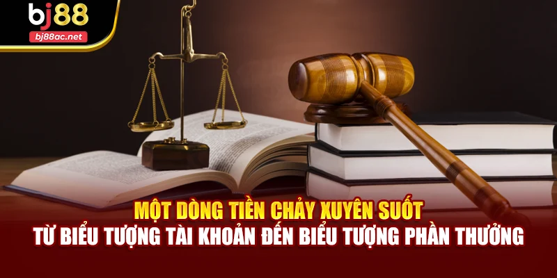Một dòng tiền chảy xuyên suốt từ biểu tượng tài khoản đến biểu tượng phần thưởng